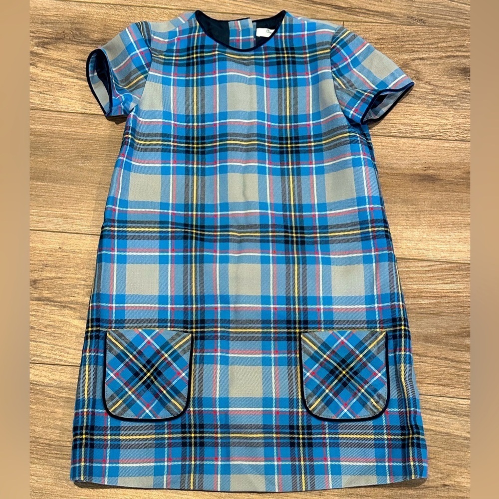 NWT! Brooks Brothers Girls 8 Blue Plaid Short Sleeve Sheath Dress